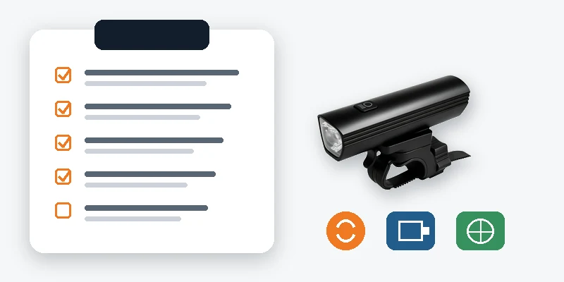 Bicycle light RFQ checklist with product sample and technical requirements