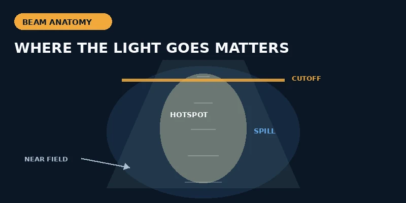 Bike Light Beam Patterns Explained: Flood, Throw, Beam Angle and Glare