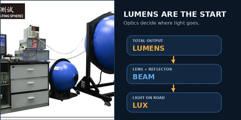 CONWICO integrating sphere test and lumens-to-lux explanation