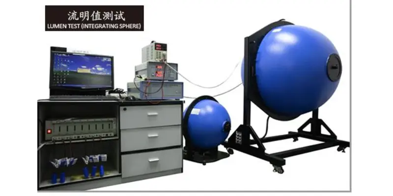 Integrating sphere equipment used to measure bicycle light lumen output