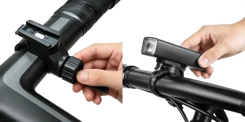 Bicycle light mount installation and quick-release attachment