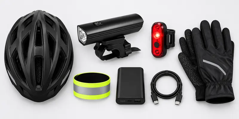 Bike lights for night riding selection checklist with essential cycling gear